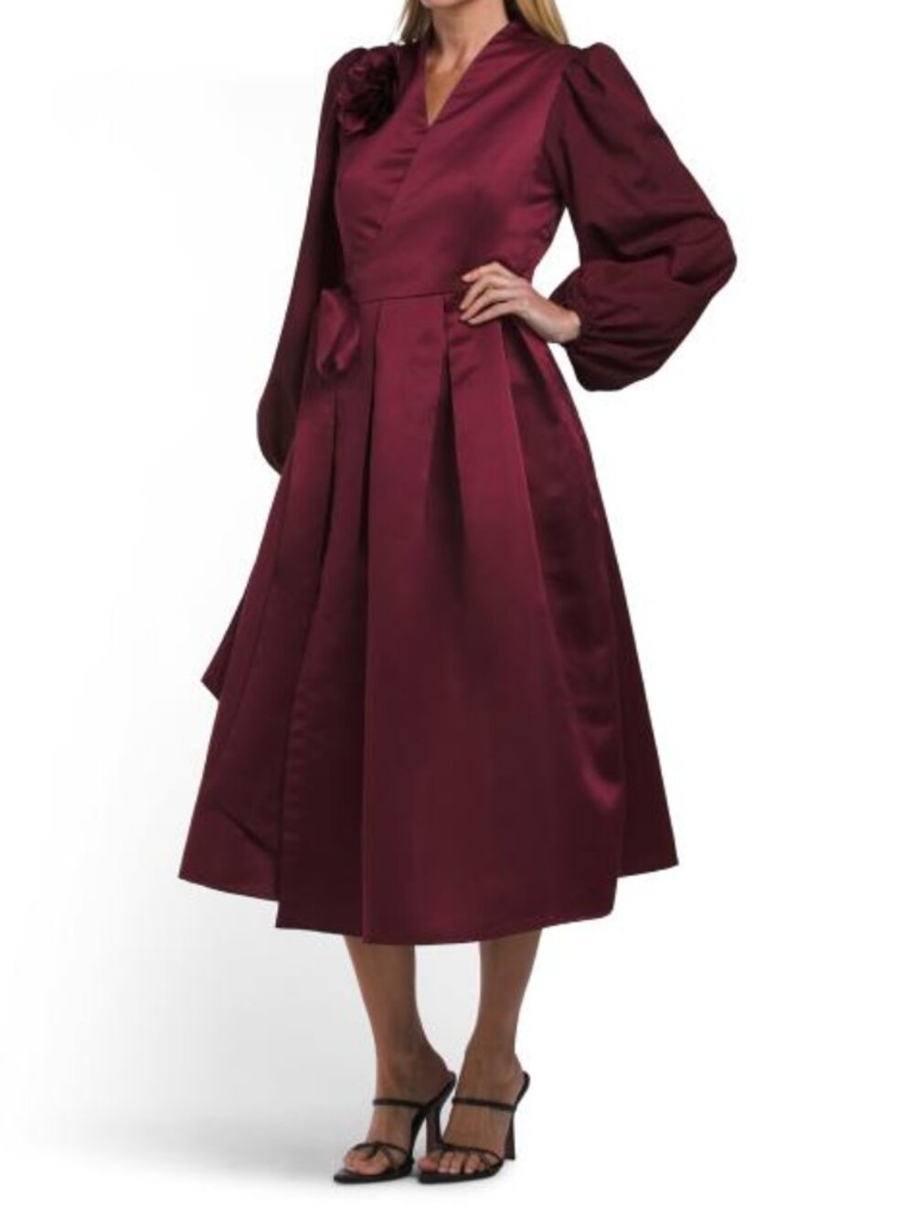 DALIA MACPHEE Long Sleeve 3d Applique Dress